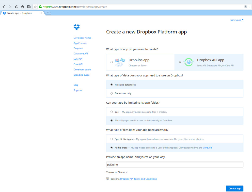 dropbox api